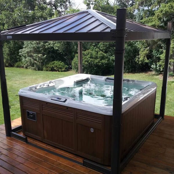 covana automated hot tub enclosure, gazebo, cover in action in the snow